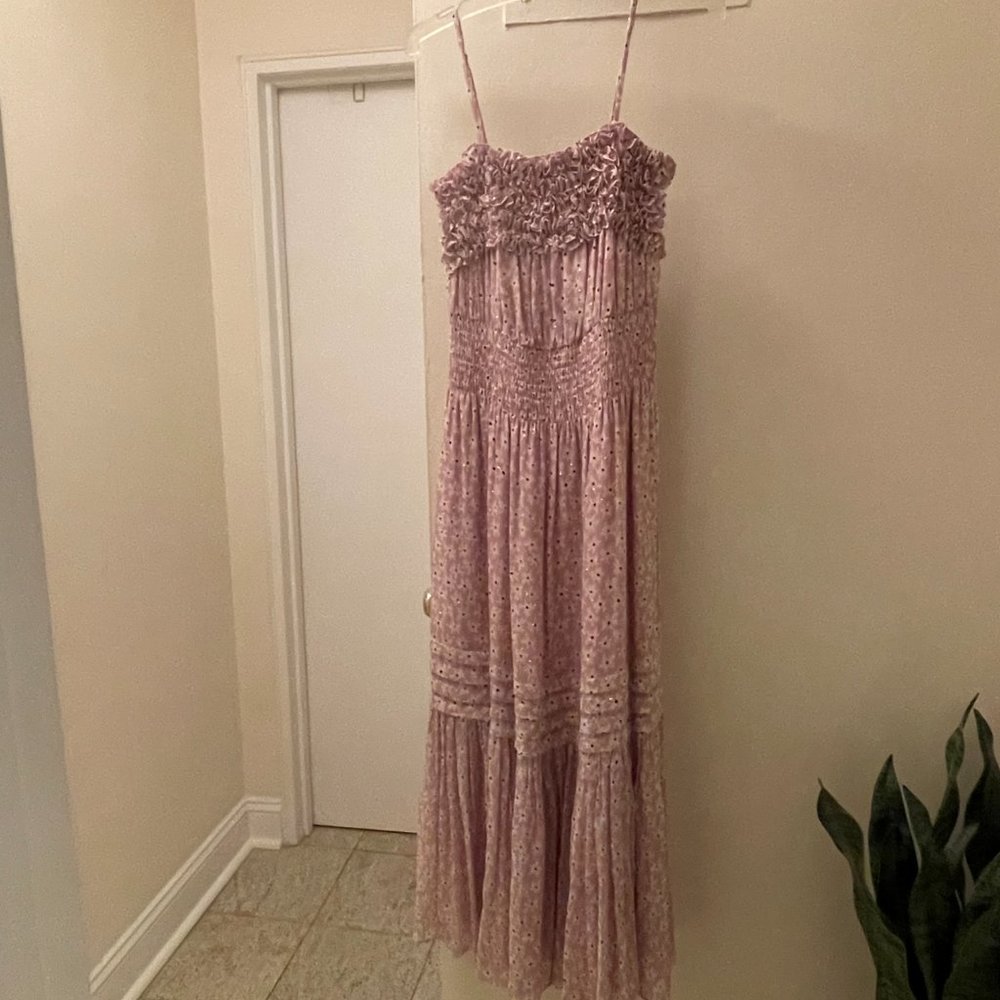 Rebecca Taylor Pink Floral Silk Maxi Dress - Sz. Small